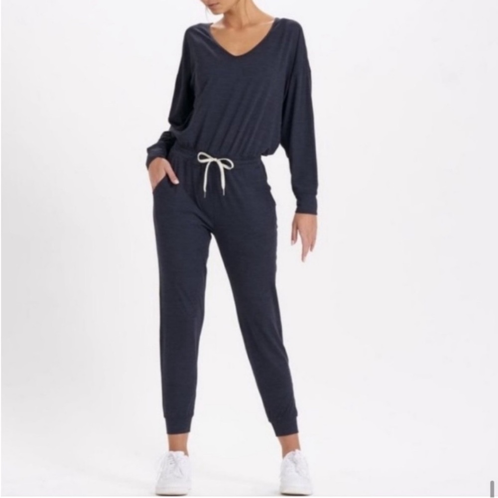 Vuori Blue Jumpsuit with Relaxed Fit and Long Sleeves